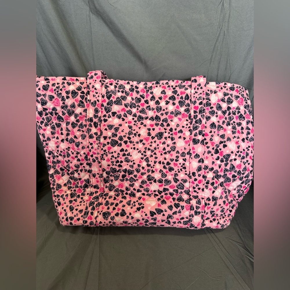 Vera Bradley Pink Heart-Print Quilted Tote - Picture 2 of 8